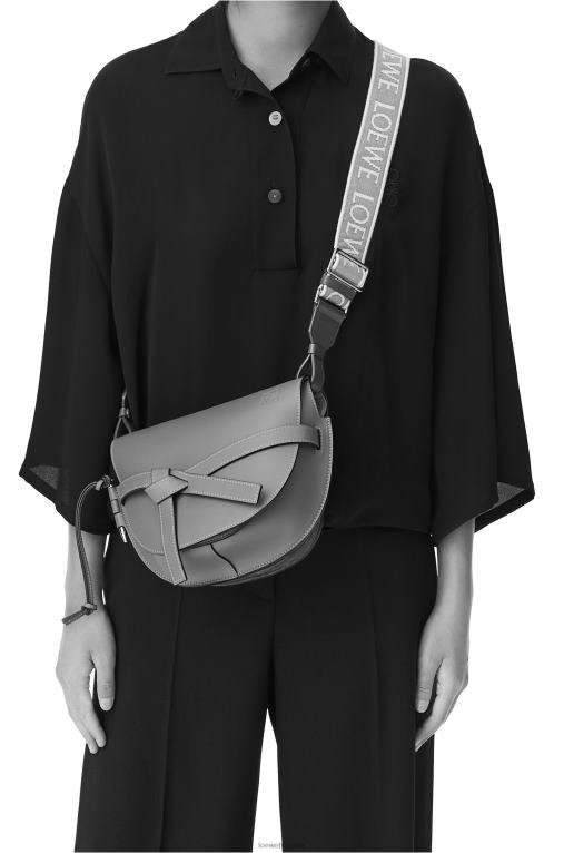 Loewe малка портална чанта от мека телешка кожа и жакард F84B8254 Жени тен