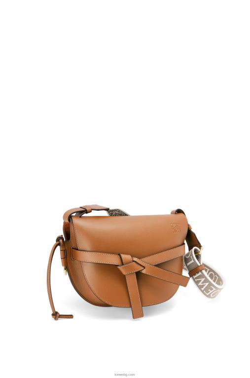 Loewe малка портална чанта от мека телешка кожа и жакард F84B8254 Жени тен
