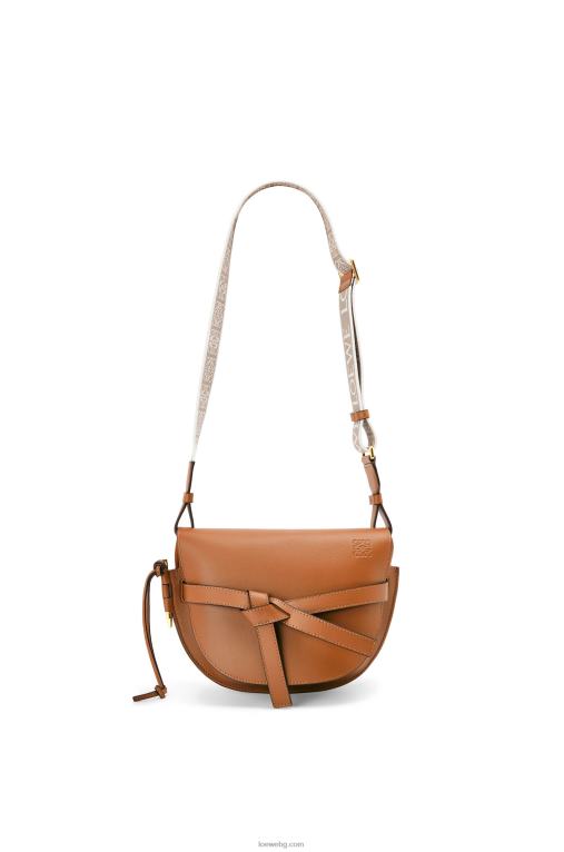 Loewe малка портална чанта от мека телешка кожа и жакард F84B8254 Жени тен