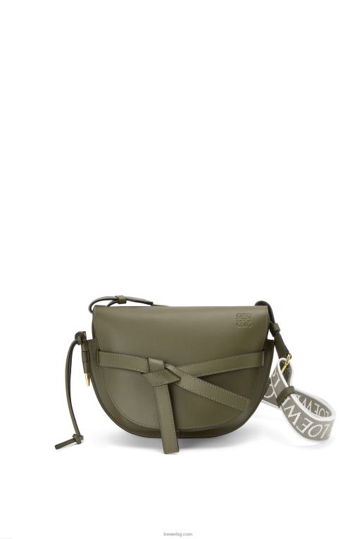 Loewe малка портална чанта от мека телешка кожа и жакард F84B8256 Жени есенно зелено