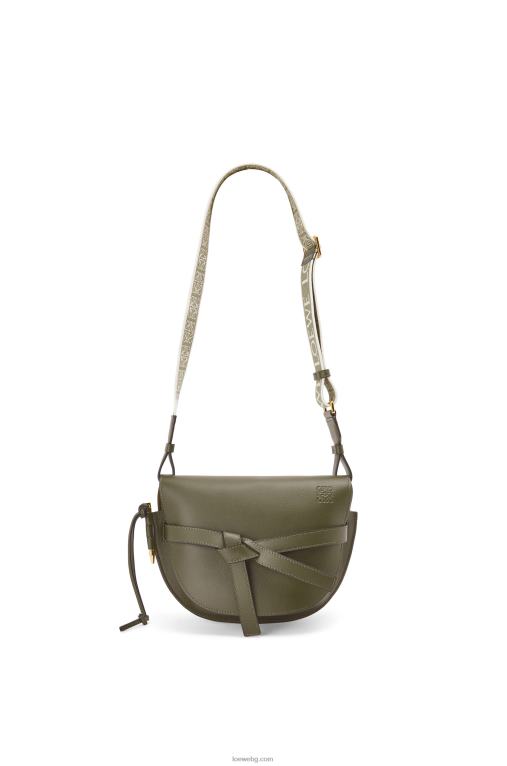 Loewe малка портална чанта от мека телешка кожа и жакард F84B8256 Жени есенно зелено
