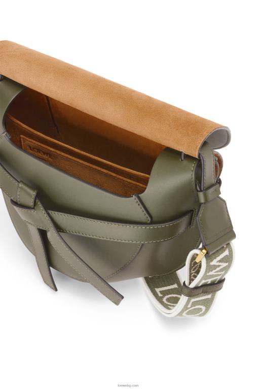 Loewe малка портална чанта от мека телешка кожа и жакард F84B8256 Жени есенно зелено