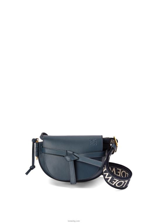 Loewe двойна мини чанта от мека телешка кожа и жакард F84B8268 Жени синьо оникс