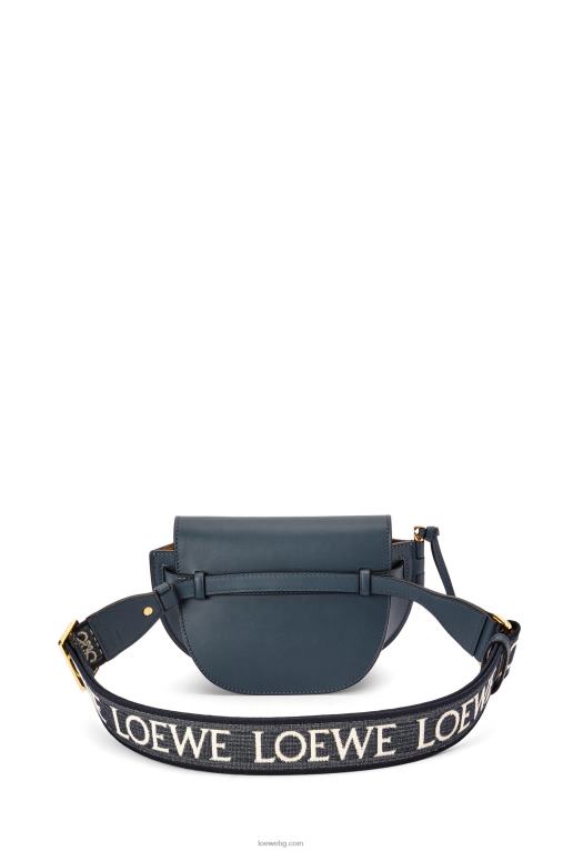 Loewe двойна мини чанта от мека телешка кожа и жакард F84B8268 Жени синьо оникс