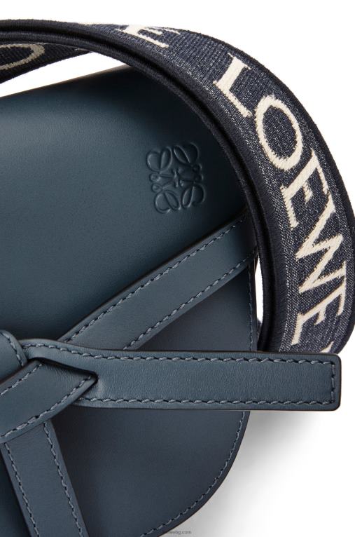 Loewe двойна мини чанта от мека телешка кожа и жакард F84B8268 Жени синьо оникс
