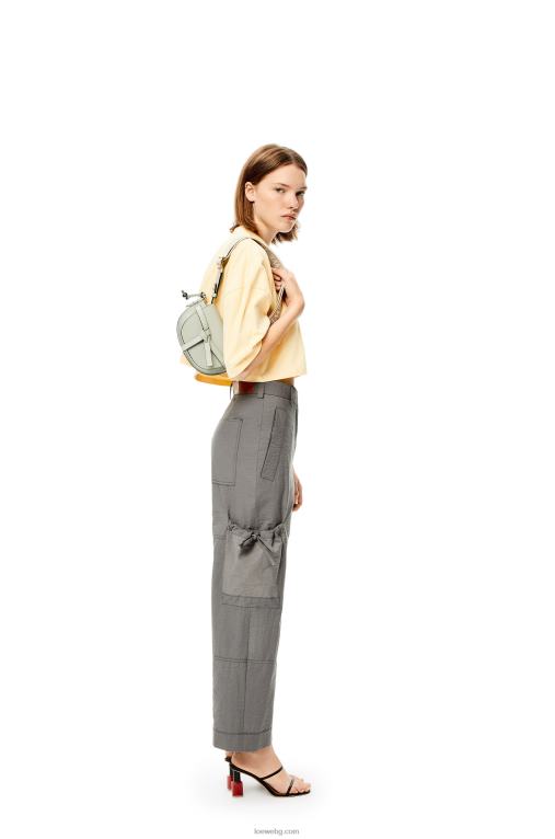 Loewe двойна мини чанта от мека телешка кожа и жакард F84B8276 Жени пепеляво сиво