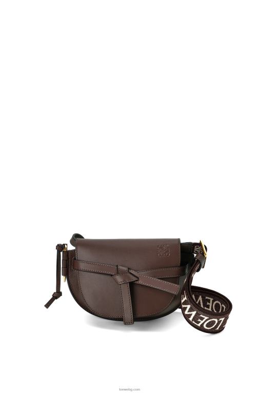 Loewe двойна мини чанта от мека телешка кожа и жакард F84B8319 Жени шоколад