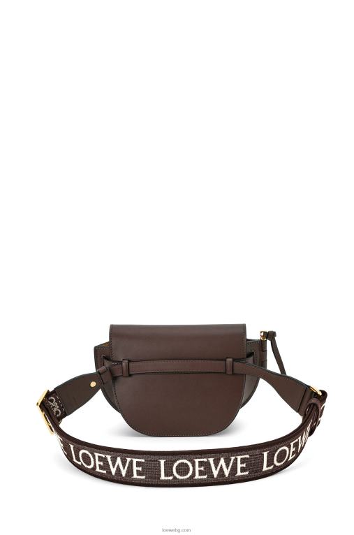 Loewe двойна мини чанта от мека телешка кожа и жакард F84B8319 Жени шоколад
