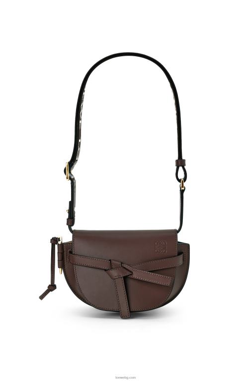 Loewe двойна мини чанта от мека телешка кожа и жакард F84B8319 Жени шоколад