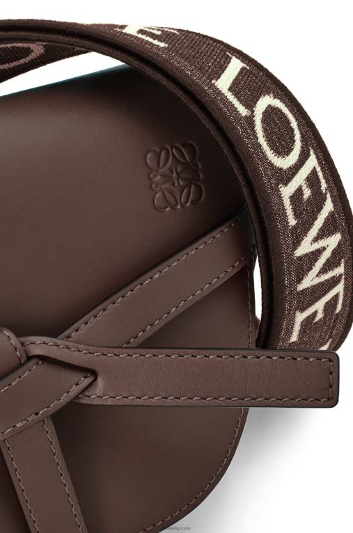Loewe двойна мини чанта от мека телешка кожа и жакард F84B8319 Жени шоколад