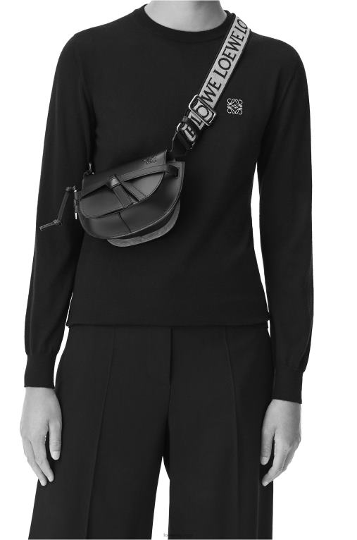 Loewe двойна мини чанта от мека телешка кожа и жакард F84B8319 Жени шоколад
