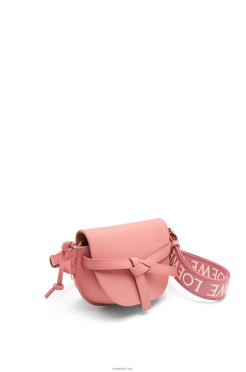 Loewe двойна мини чанта от мека телешка кожа и жакард F84B8554 Жени прасковен цвят