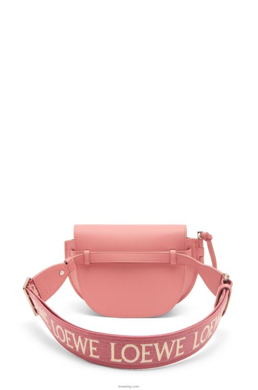 Loewe двойна мини чанта от мека телешка кожа и жакард F84B8554 Жени прасковен цвят
