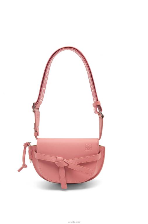 Loewe двойна мини чанта от мека телешка кожа и жакард F84B8554 Жени прасковен цвят