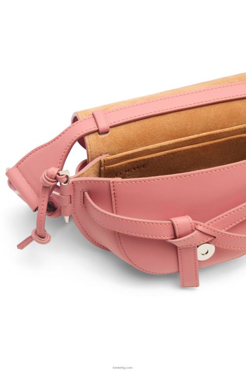 Loewe двойна мини чанта от мека телешка кожа и жакард F84B8554 Жени прасковен цвят