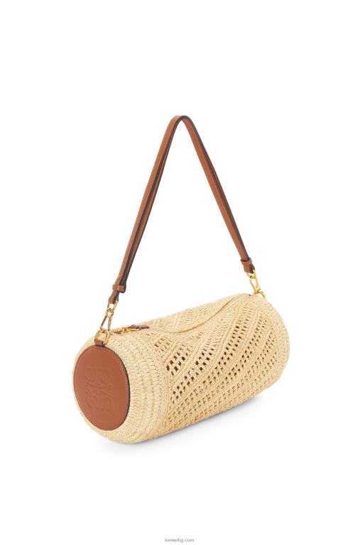 Loewe торбичка за гривна от рафия и телешка кожа F84B8378 Жени естествен/тен