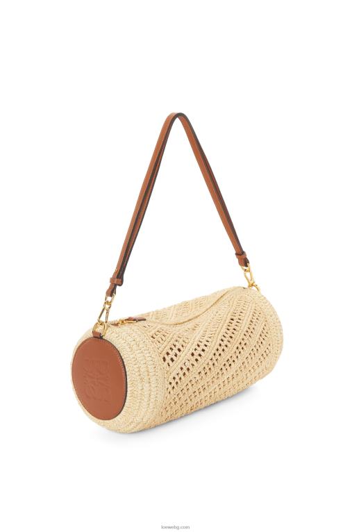 Loewe торбичка за гривна от рафия и телешка кожа F84B8378 Жени естествен/тен