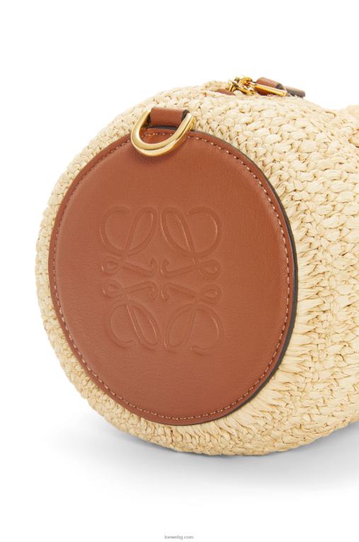 Loewe торбичка за гривна от рафия и телешка кожа F84B8378 Жени естествен/тен