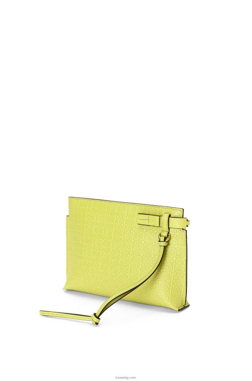 Loewe мини торбичка с повторение от релефна копринена телешка кожа F84B8556 Жени лайм жълто