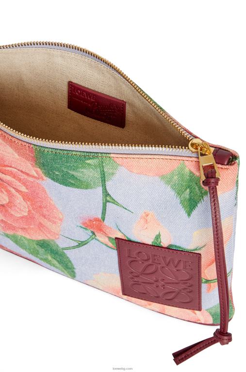 Loewe продълговата торбичка с рози от деним F84B8584 Жени син люляк