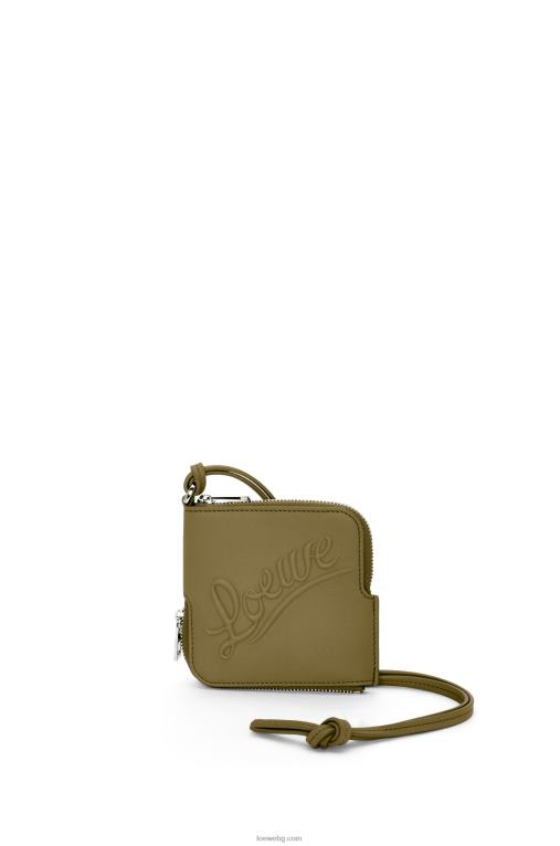 Loewe двойна кутия за монети от класическа телешка кожа F84B81334 Жени маслина