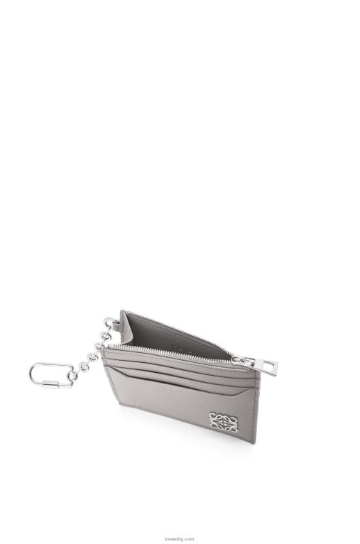 Loewe анаграмен квадратен ключодържател от телешка кожа с камъчета F84B81321 Жени перлено сиво