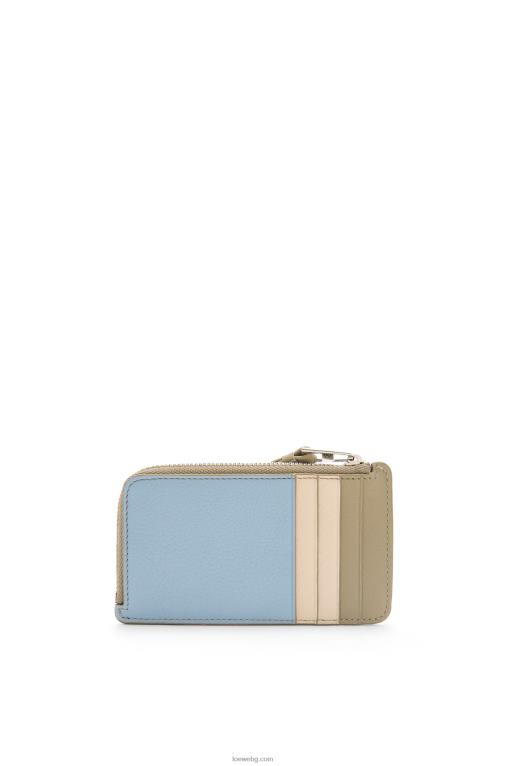 Loewe пъзел монетен картодържач от класическа телешка кожа F84B81325 Жени прашно синьо/градински цвят зелено