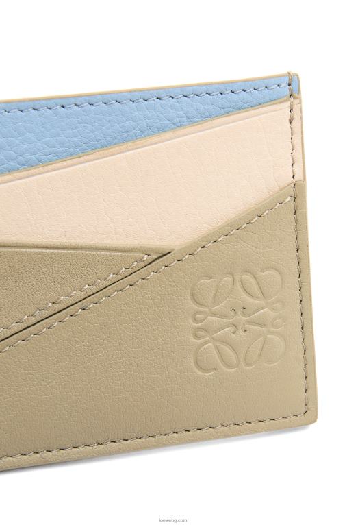 Loewe пъзел обикновен картодържател от класическа телешка кожа F84B81327 Жени прашно синьо/градински цвят зелено