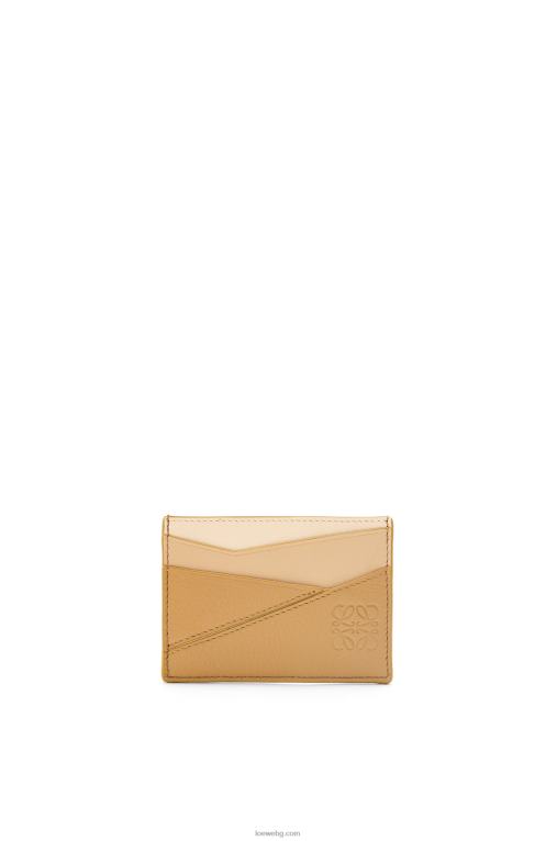 Loewe пъзел обикновен картодържател от класическа телешка кожа F84B81328 Жени ангора/прашно бежово