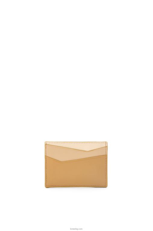 Loewe пъзел обикновен картодържател от класическа телешка кожа F84B81328 Жени ангора/прашно бежово
