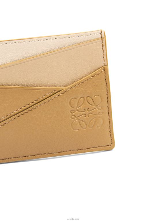 Loewe пъзел обикновен картодържател от класическа телешка кожа F84B81328 Жени ангора/прашно бежово
