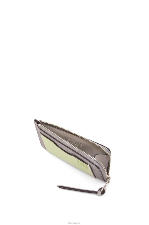 Loewe картодържател за монети от мека зърнеста телешка кожа F84B81336 Жени перлено сиво/светло бледозелено