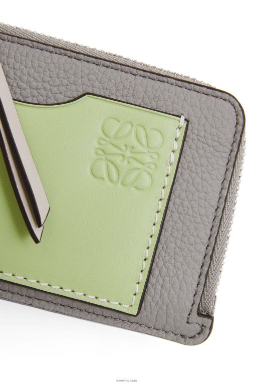 Loewe картодържател за монети от мека зърнеста телешка кожа F84B81336 Жени перлено сиво/светло бледозелено