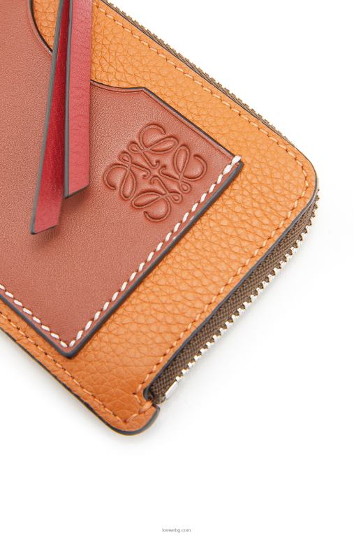 Loewe картодържател за монети от мека зърнеста телешка кожа F84B81340 Жени светъл карамел/пекан