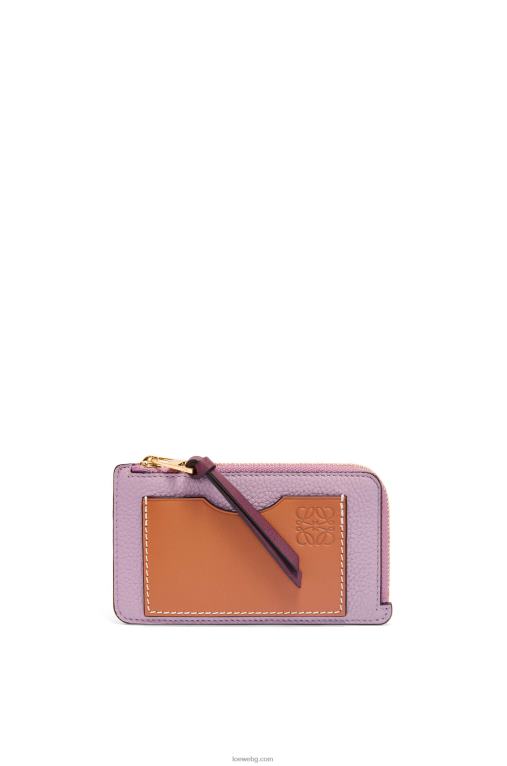 Loewe картодържател за монети от мека зърнеста телешка кожа F84B81342 Жени мръсно лилаво/тен