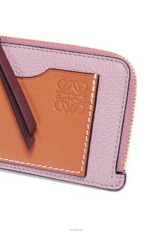 Loewe картодържател за монети от мека зърнеста телешка кожа F84B81342 Жени мръсно лилаво/тен