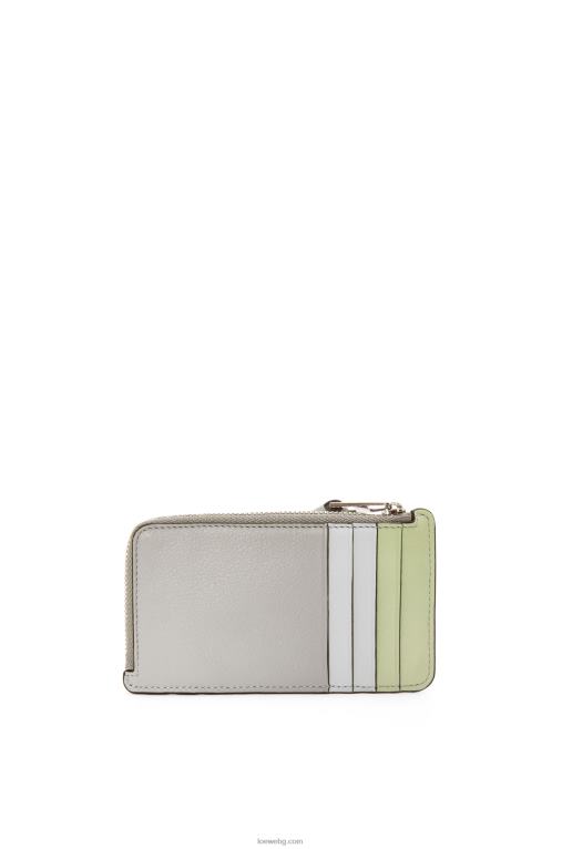 Loewe пъзел монетен картодържач от класическа телешка кожа F84B81348 Жени пепеляво сиво/светъл селадон