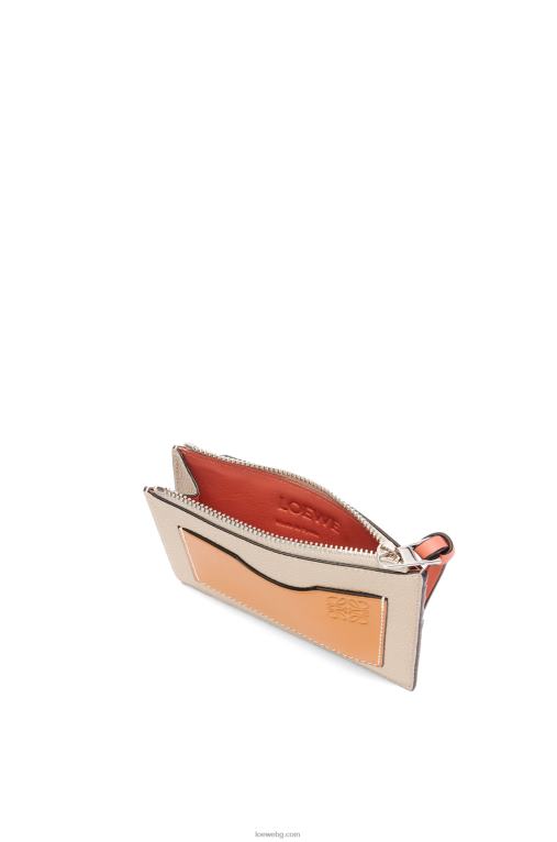 Loewe картодържател за големи монети от мека зърнеста телешка кожа F84B81353 Жени лек овес/мед