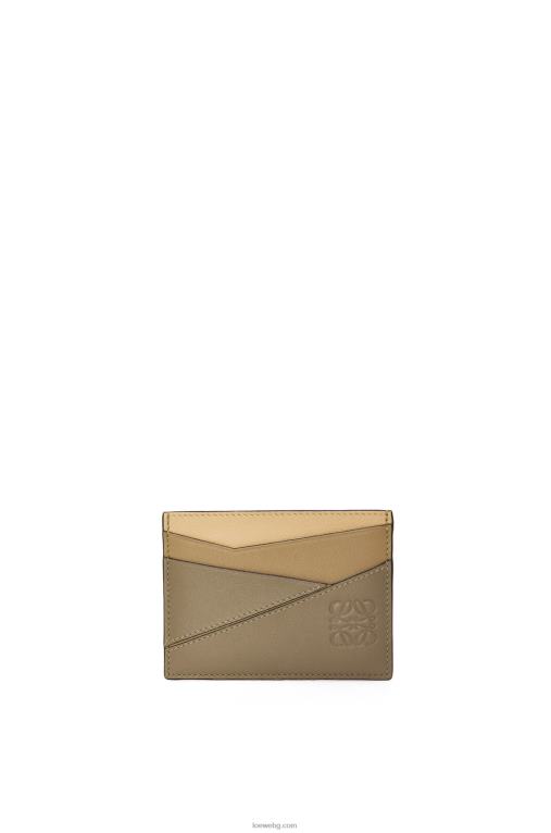 Loewe пъзел обикновен картодържател от класическа телешка кожа F84B81362 Жени глина зелено/масло