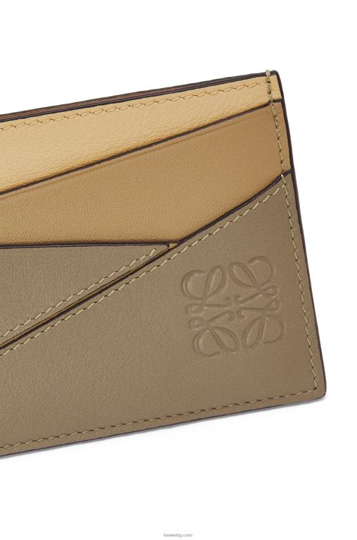 Loewe пъзел обикновен картодържател от класическа телешка кожа F84B81362 Жени глина зелено/масло