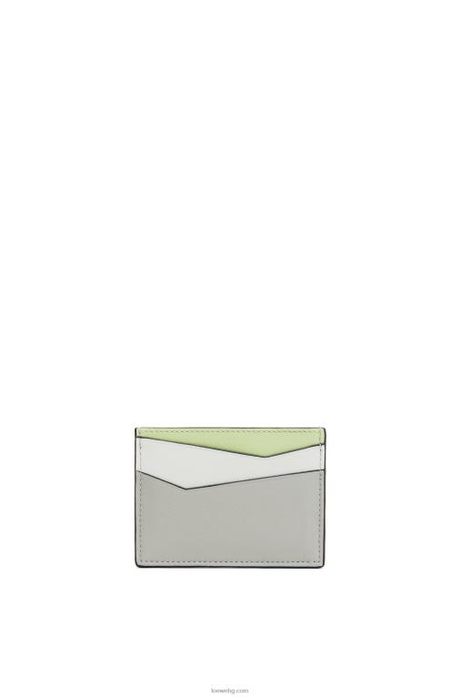 Loewe пъзел обикновен картодържател от класическа телешка кожа F84B81363 Жени пепеляво сиво/светъл селадон