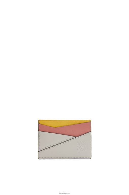Loewe пъзел обикновен картодържател от класическа телешка кожа F84B81364 Жени призрак/цъфтеж на праскова