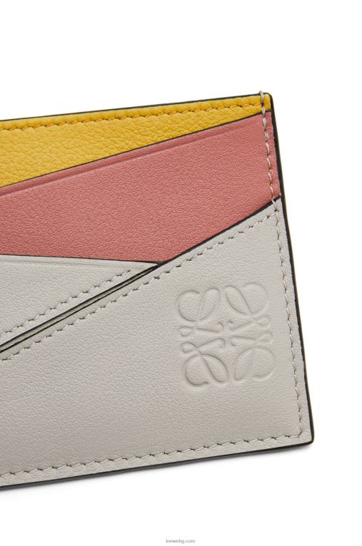 Loewe пъзел обикновен картодържател от класическа телешка кожа F84B81364 Жени призрак/цъфтеж на праскова