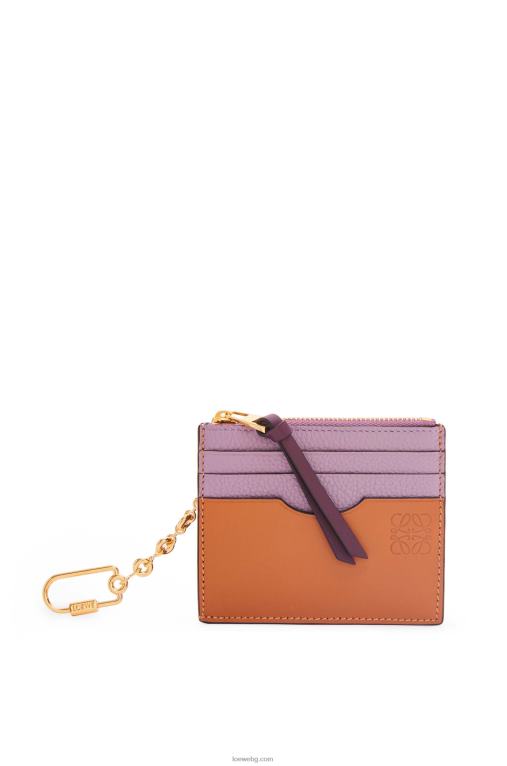 Loewe квадратен картодържател от мека зърнеста телешка кожа с верижка F84B81365 Жени мръсно лилаво/тен