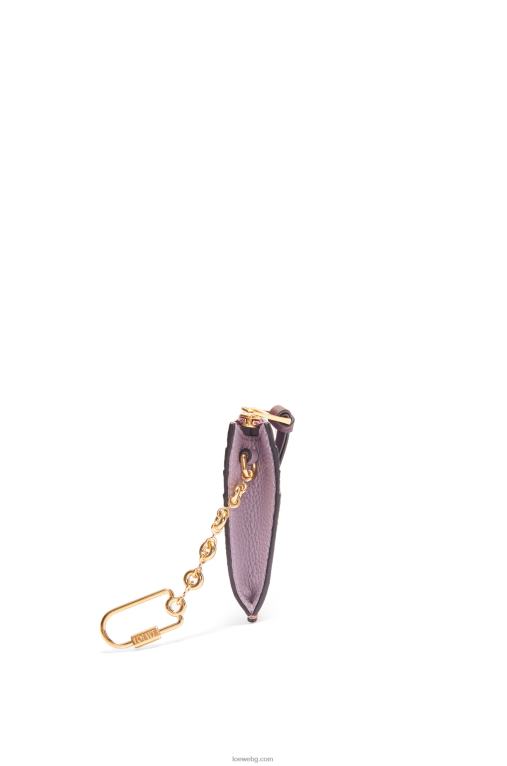 Loewe квадратен картодържател от мека зърнеста телешка кожа с верижка F84B81365 Жени мръсно лилаво/тен
