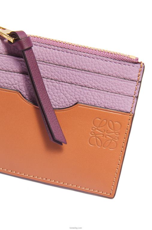 Loewe квадратен картодържател от мека зърнеста телешка кожа с верижка F84B81365 Жени мръсно лилаво/тен