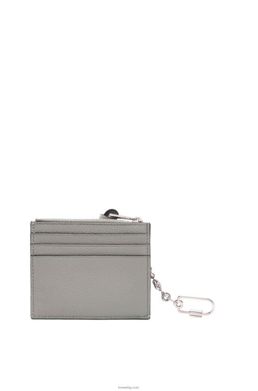 Loewe квадратен картодържател от мека зърнеста телешка кожа с верижка F84B81366 Жени перлено сиво/светло бледозелено