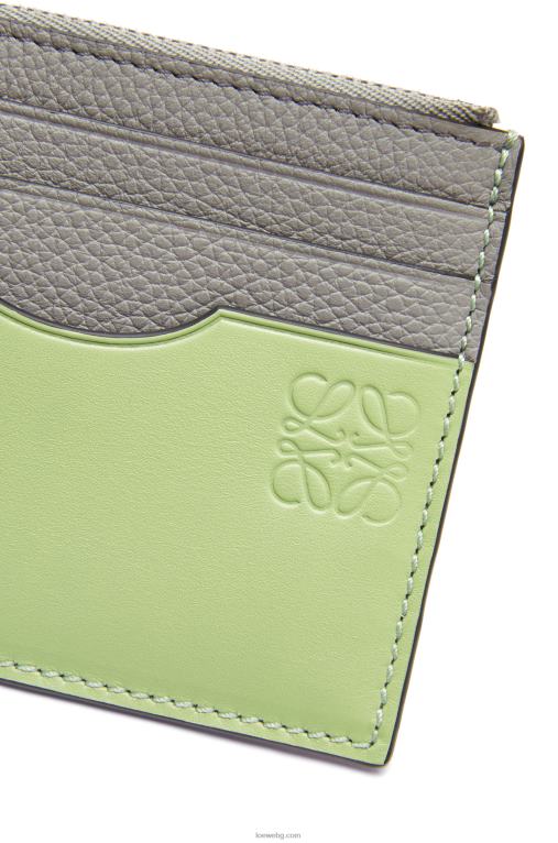 Loewe квадратен картодържател от мека зърнеста телешка кожа с верижка F84B81366 Жени перлено сиво/светло бледозелено
