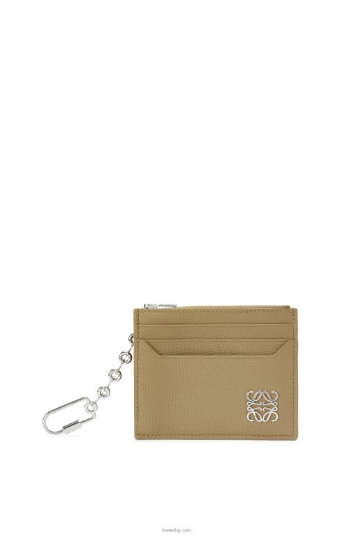 Loewe анаграмен квадратен картодържач от телешка кожа с камъчета и верижка F84B81367 Жени зелен артишок