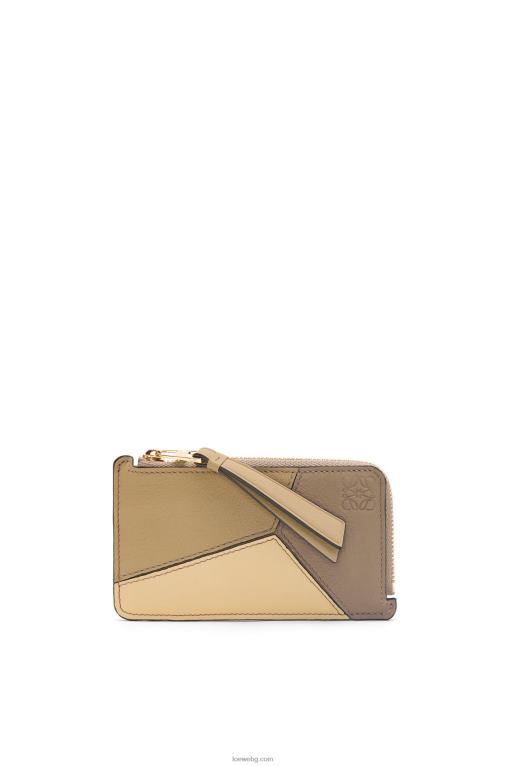 Loewe пъзел монетен картодържач от класическа телешка кожа F84B81369 Жени глина зелено/масло